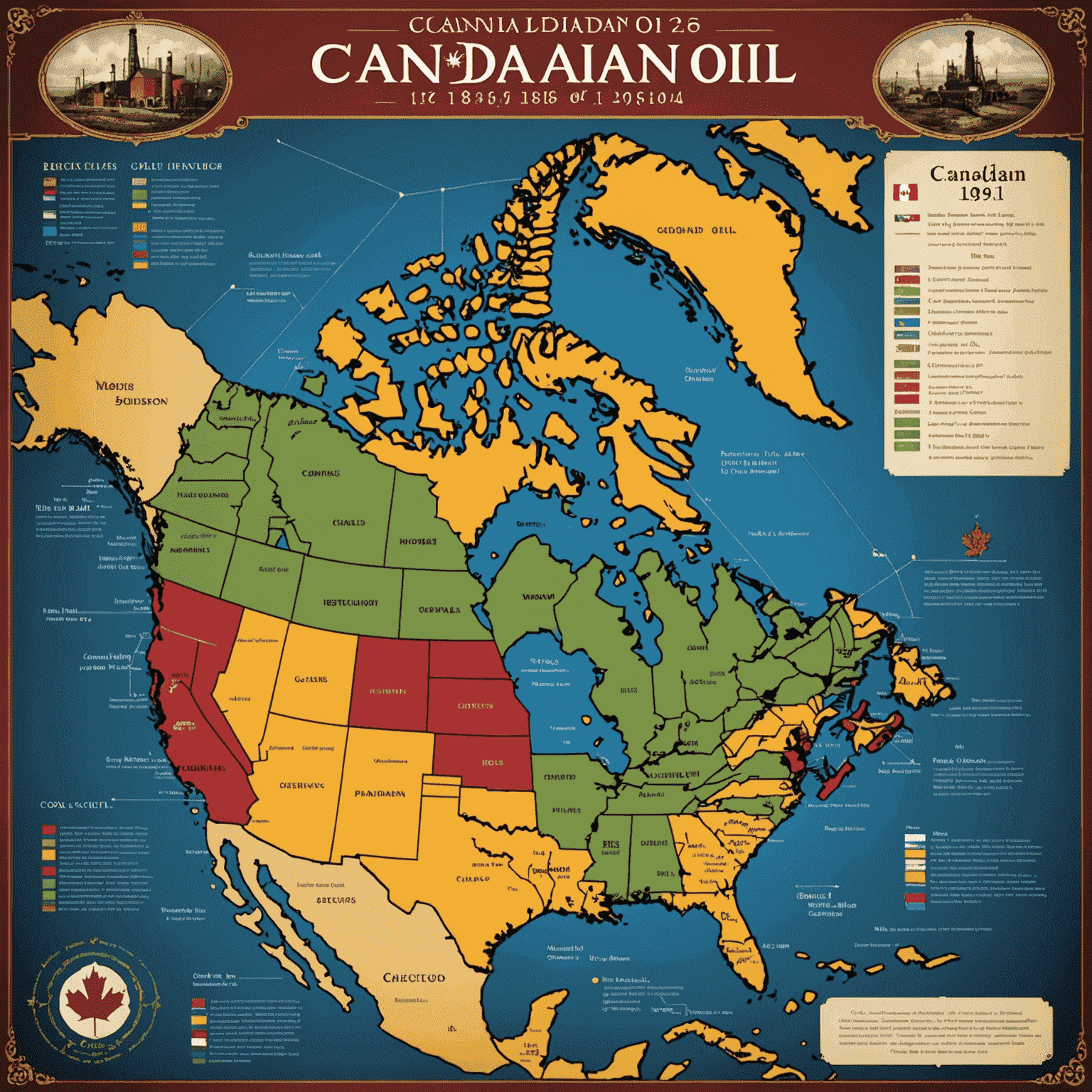 Infographic showing the growth of Canadian oil production from 1858 to 1900, with key milestones and production figures