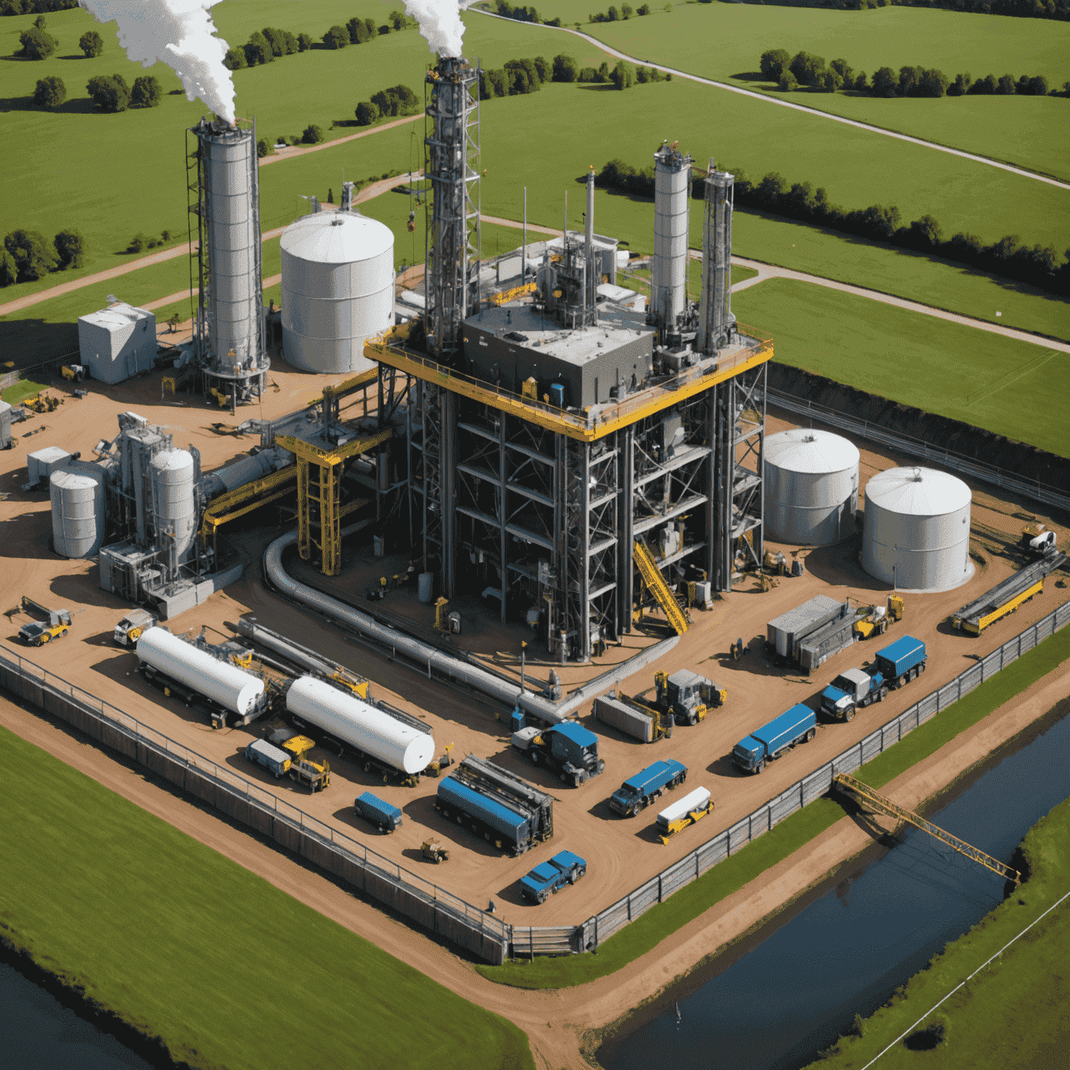 Detailed diagram of a modern fracking operation, showing the underground process, surface equipment, and environmental safeguards in place