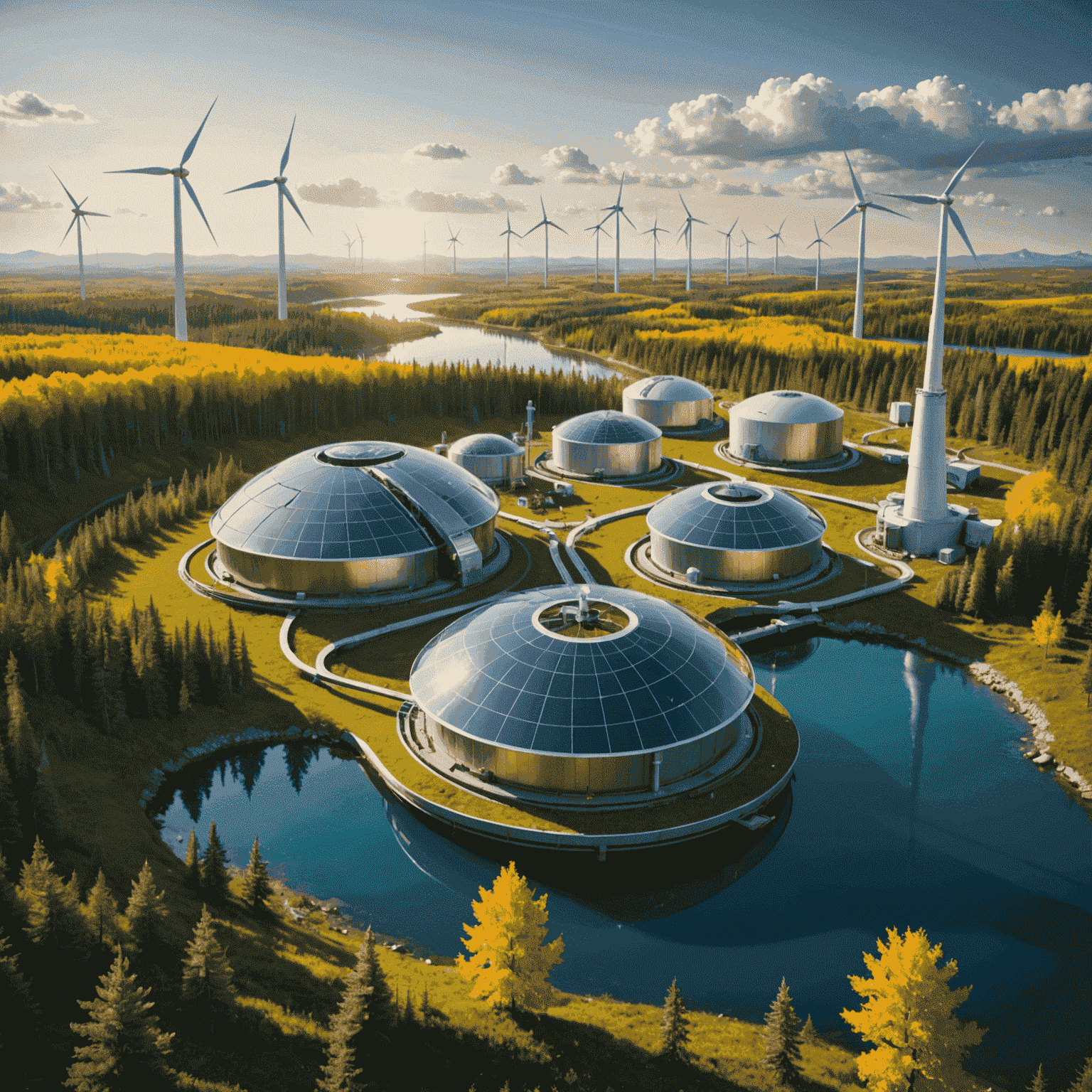 A futuristic image showcasing innovative oil technologies and renewable energy sources in Canada